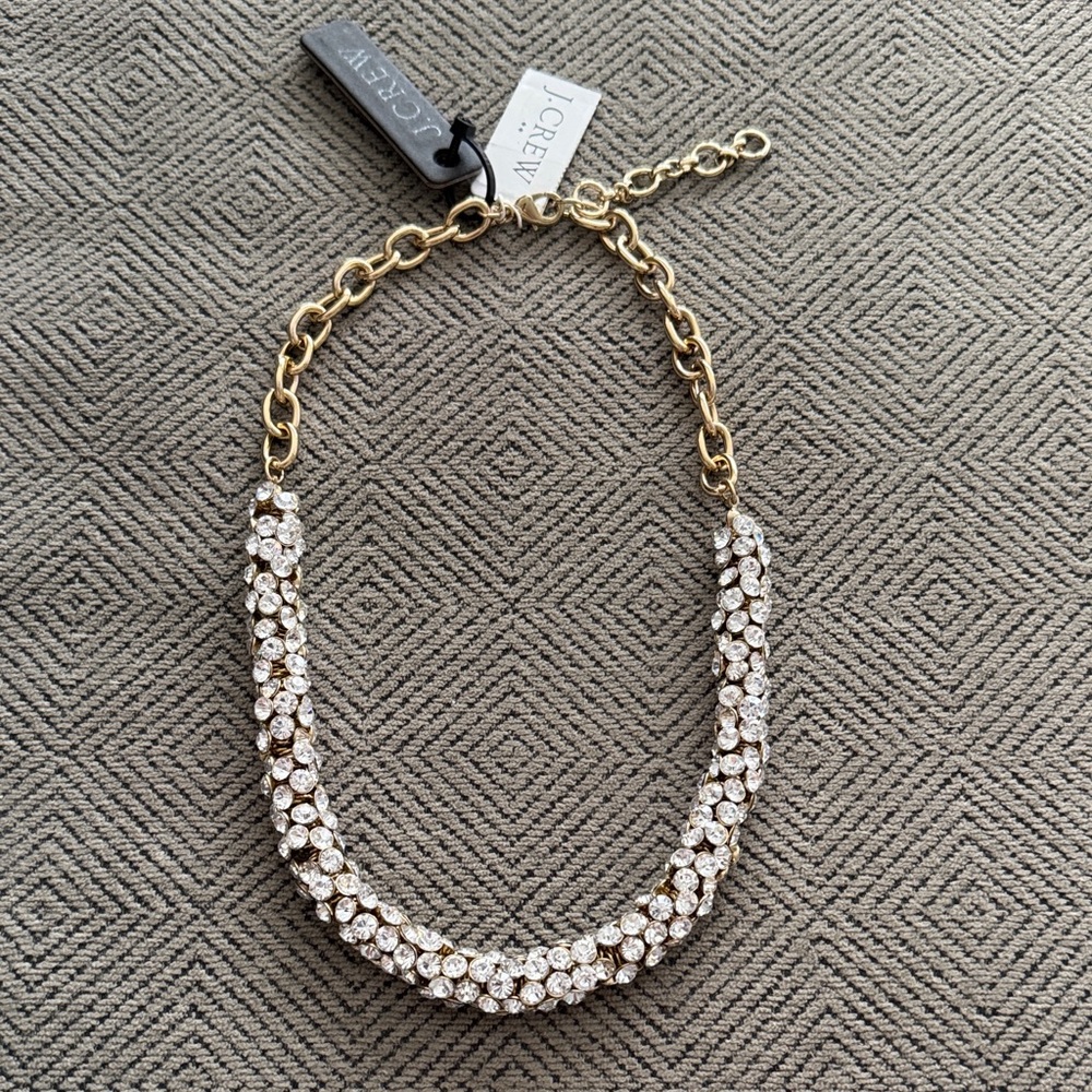 J. Crew NWT Gold and Silver Crystal Rhinestone Necklace